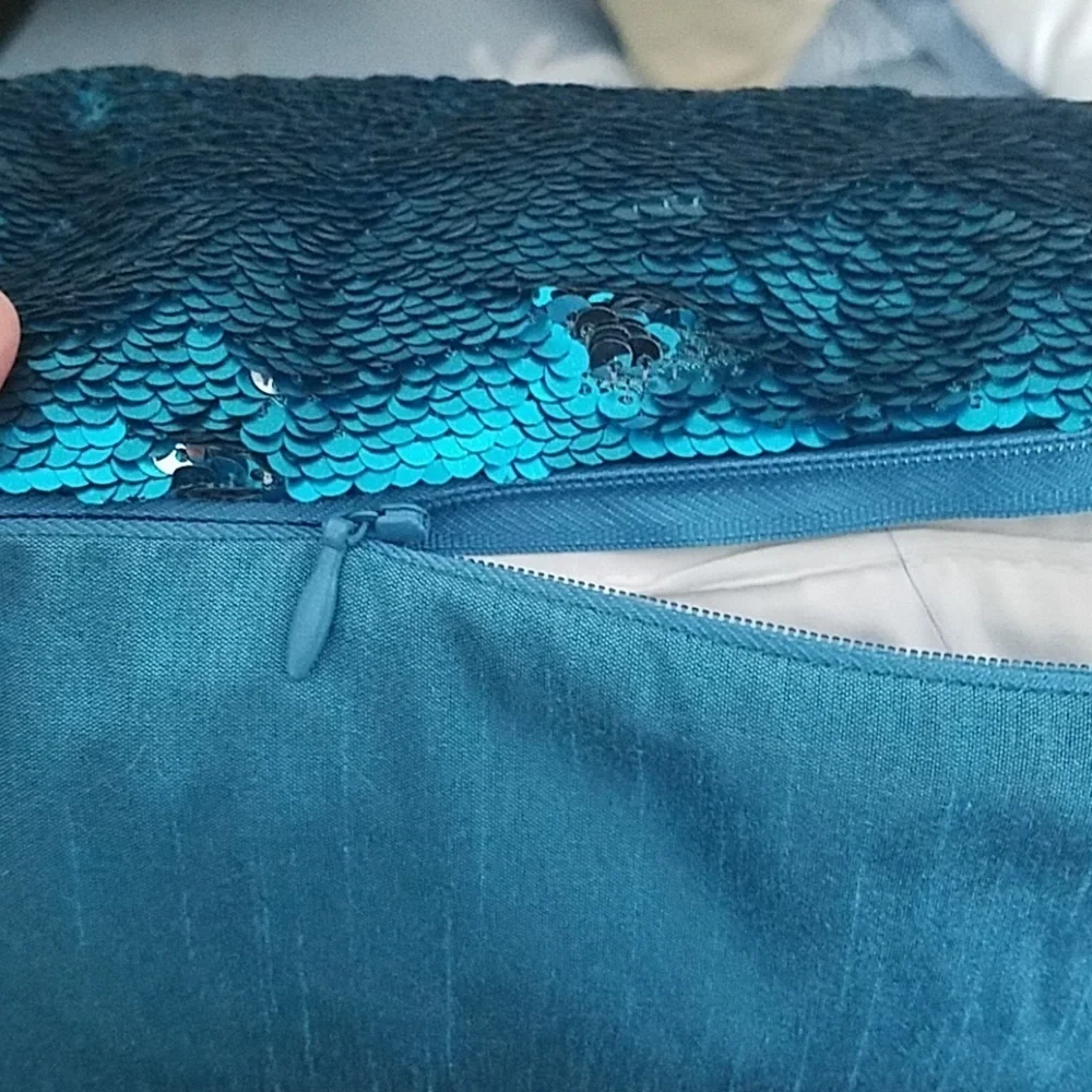 Blue Sequin Mermaid Down Pillow